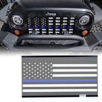 Xprite Front Grill Inserts Mesh with Law Enforcement Blue Stripe for 2007-2018 Jeep Wrangler JK Stock Grille