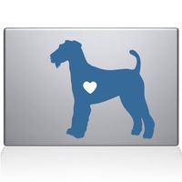 The Decal Guru Airedale Terrier Love Silhouette Decal Vinyl Sticker, 13" MacBook Pro (2015 & Older Models), Light Blue (2335-MAC-13P-LB)