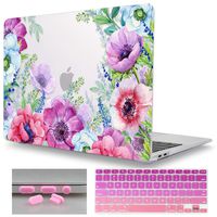 for Apple MacBook Air 13 Inch Case A1466 / A1369 (2010-2017 Release),Mektron Matte Transparent Plastic Hard Shell Laptop Cover with Keyboard Skin, Purple Flowers