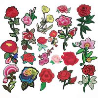 Libiline Random Assorted 20pcs Embroidered Patch Rose Flowers Sew On/Iron On Patch Applique Clothes Dress Plant Hat Jeans Sewing Flowers Applique DIY Accessory (Rose Flower)