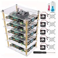 Dorhea Raspberry Pi 4 B Case, Raspberry Pi Rack Cluster Case Stacking Case with Cooling Fan and Fan Cover for Raspberry Pi 4,Raspberry Pi 3 Model B B+, Raspberry Pi 2 Model B,Pi B+ (5-Layers)