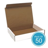 White Cardboard Shipping Box - Pack of 50, 11 x 8.75 x 2 Inches, White, Corrugated Box