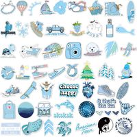 VSCO Teen Girl Stickers for Hydro Flask Water Bottle[35 Pack], Laptop, Phone, Backpacks, Luggage - Light Baby Blue Eco-Friendly and Environmental Animal and Word Stickers