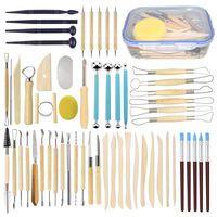 Augernis 57PCS Ceramic Clay Tools Set with Plastic Case Modeling Pottery Sculpting Tools Kits for Beginners Professionals Kids After School Ceramics Classes