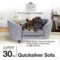 Enchanted Home Pet Quicksilver Pet Sofa Bed, 34 by 3 by 15.5-Inch, Silver