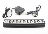 10 Port USB 20 Hub Black Silver Turns One USB Port into Ten!