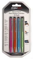 Mobile Edge AlumiTech Tablet and Touch Screen Capacitive Stylus and Ballpoint Pen Combo, 4 Pack Multi-Colors, Aluminum Barrel with Machined Grip MEASPA4