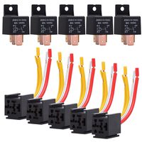 Ehdis [5 Pack Car Truck Motor Heavy Duty Heavy Duty 4-Pin 80A 12V On/Off Normally Open SPST Relay Socket Plug 4 Wire Automotive