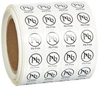 Brady PB-1-5 Satin Polyester Pb Free (Lead Free) Identification Labels , Black On White,  0.900" Width x 1.000" Height (22 Mm W x 25 Mm H)  (5,000 Labels per Roll, 1 Roll per Package)