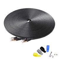 CableGeeker Cat7 Shielded Ethernet Cable 50ft (Highest Speed Cable) Flat Ethernet Patch Cable Support Cat5/Cat6 Network,600Mhz,10Gbps - Black Computer Cord + Free Clips and Straps for Router Xbox