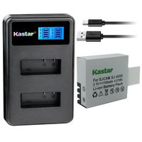 Kastar Battery 1 Pack and LCD Dual Charger for Eken PG1050 & Eken H8 Eken H8 Pro H8R Eken H9 Eken H9R EKO Full HD 1080p WiFi EKO HD 720p EKO Ultra HD 4K WiFi Evolveo MiniDVR DV Evolveo Sportcam A8