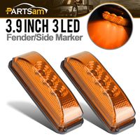 Partsam 2PCS 3 Leds Truck Trailer Front Rear LED Side Marker Lights indicator Lamp Sealed & Waterproof Surface Mounted Installation Amber 3.9"