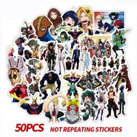 My Hero Academia Anime Cartoon Laptop Stickers Waterproof Decal Bumper No-Duplicate for Skateboard Pad MacBook Car Snowboard Bicycle Luggage (50Pcs)