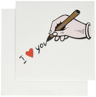 3dRose I Love You Hand Written - Greeting Cards, 6 x 6 inches, set of 12 (gc_158121_2)