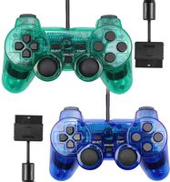Wired Controller for PS2 Playstation 2 Dual Shock(Pack of 2,ClearBlue and CLearGreen)