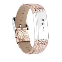 POY Replacement Bands Compatible for Fitbit Alta and Fitbit Alta HR, Genuine Leather Wristbands, Rose Gold