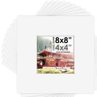 Mat Board Center, Pack of 10, 8x8 for 4x4 White Color Mats - Acid Free, 4-ply Thickness, White Core - for Pictures, Photos, Framing