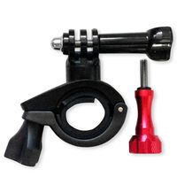 Go Pro Handlebar Seatpost Mount for Bikes - Motorcycles - Mountain Biking - Ski Pole - with Red Aluminum Thumbscrew by Flight Speed Camera Mounts (polyurethane, Regular)