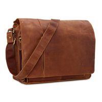 Leather Hubb Leather Messenger Crossbody Shoulder Laptop Bag 15.6 inches, College University Office bag for men and women