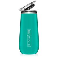 BrüMate 12oz Insulated Champagne Flute With Flip-Top Lid - Made With Vacuum Insulated Stainless Steel (Peacock)