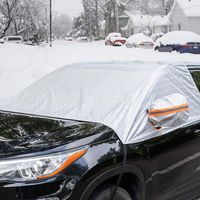Universal Fit Windshield Snow Cover for Cars, Compact and Mid-size SUVs, Anti-theft Tuck-in Flaps, Cotton Lined PEVA Fabric with Aluminum Foil Lamination, Mirror Covers Included, Patent Pending