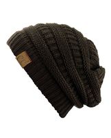 C.C Trendy Warm Chunky Soft Stretch Cable Knit Beanie Skully, Brown