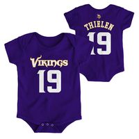 OuterStuff NFL Newborn Infants Team Color Name and Number Bodysuit Creeper (6/9 Months, Adam Thielen Minnesota Vikings Home Purple)