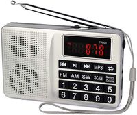 TR603 Portable AM FM Radio Shortwave Transistor Radio Support SD Card USB Driver AUX Input MP3 Player Rechargeable Battery(Silver)