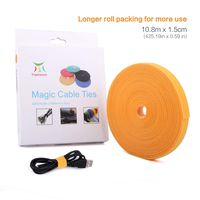 Roll Reusable Cord Organizer Keeper Holder, Fastening Cable Ties Straps for Earbud Headphones iPhone Wire Wrap Management, Hook and Loop Roll Cable Management ... (Yellow)