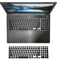 Black Carbon Fiber Wrist Palmrest Skin with Trackpad Cover+ US Layout Black Keyboard Protector for Dell Inspiron 15-5000 Series (Model 15-5570)