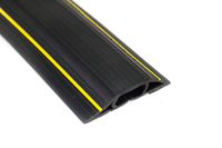 Vineto Floor Cord Protector 6.5 Ft Black PVC Heavy Duty 3 Channel Raceway to Cover and Conceal Cables and Wires for Indoor and Outdoor Offices, Garages, Concerts, Warehouses