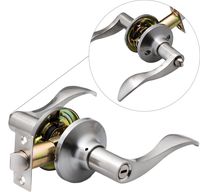 Berlin Modisch Privacy Lever Door Handle [Thumb Turn Lock on The Inside] for Bedroom or Bathroom with a Satin Nickel Finish, Reversible for Right & Left Side, with a Door Bumper Wall Protector