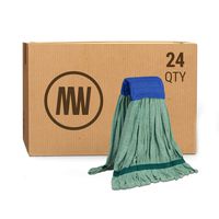 Bulk Large Microfiber Tube Mop Head (18 oz.) | Wholesale Commercial Industrial Wet Mops | Machine Washable | Green | Case Quantity (24 Count)