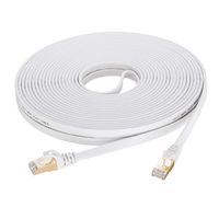 Cat 7 Ethernet Cable 30 ft White, SNANSHI Cat7 Flat Ethernet Patch Cables - Internet Cable Shielded RJ45 Connectors Compatible with Switch/Router/Modem/Patch Panel