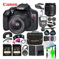 Canon EOS Rebel T6 DSLR Camera w/EF-S 18-55mm f/3.5-5.6 DC III Lens Kit Bundle with (2) Sony 32GB SDXC Card + Canon Battery + Large Camera Bag + Filter Kit + Wide Angle & Telephoto Lenses and More