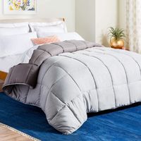 Linenspa All-Season Reversible Down Alternative Quilted Comforter - Hypoallergenic - Plush Microfiber Fill - Machine Washable - Duvet Insert or Stand-Alone Comforter - Stone/Charcoal - Oversized King