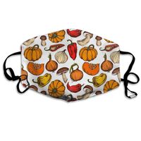 Unisex Mouth Mask Onions Mushrooms Reusable Mask with Adjustable Ear Loops White