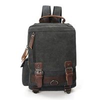 Small Canvas Travel Backpack Purse Rucksack One Strap Sling Cross Body Messenger Bag (Black)
