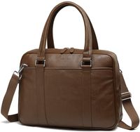 Slim Laptop Bag for Women, PU Leather Classic Water Resistant Business Briefcase Messenger Bag for Women Work Brown