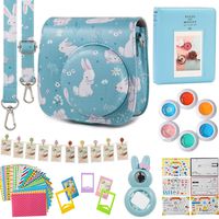 Flylther Compatible Mini 8 9 Camera 8-in-1 Accessories Bundles Set for Fujifilm Instax Mini 8 9 Instant Film Camera(Case,Albums,Frames,Film Stickers,Colored Filters,Selfie Lens) - Rabbit