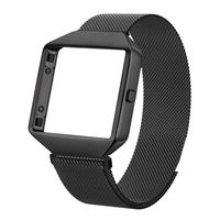 Metal Bands Compatible with Fitbit Blaze, Small and Large Stainless Steel Replacement Adjustable Band with Metal Frame for Fit bit Blaze Women Men,Black - S
