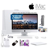 Apple 27-Inch iMac with Retina 5K Display MRR12LL/A (2019) with PowerStrip, 2 Year Extended Warranty, 32GB USB Stick, Apple Air Pods, Magic TrackPad 2 Corel Software, USB-C to USB Adapter and More