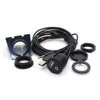 USB Mount Cable - Rerii 1M 3 Feet USB and 3.5mm Aux Extention Mount, Flush, Dash, Panel Mount Cable for Car, Boat, Motorcycle