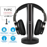 Wireless TV Headphones with 2.4G Digital RF Transmitter, Hi-Fi Over-Ear Cordless Headset with RCA / 3.5MM / Optical Port, for Watching Home TV Game Computer Television