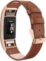 SWEES Bands Compatible for Fitbit Charge 2 Leather Small (5.6" - 7.5"), Genuine Leather Replacement Wristband Metal Connectors Women, Black, Beige, Brown, Grey, Rose Gold, Blue