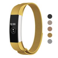Keasy Replacement Metal Bands Compatible for Fitbit Alta and Fitbit Alta HR, Stainless Steel Replacement Bands for Women Men (Gold#A, Small)