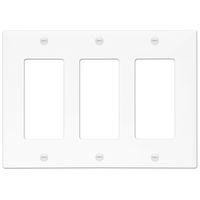 Enerlites 8833-W Decorator Light Switch/Receptacle Outlet Wall Plate, Polycarbonate Thermoplastic, Standard/3 Gang, White