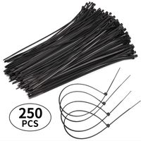 Cable Zip Ties Heavy Duty 12 Inch, 250 Pieces, Self-Locking UV Resistant Nylon Tie Wraps With 0.2 Inch Width Black, Multi-Purpose Plastic Wire Ties, Indoor and Outdoor Use