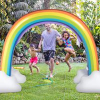Costzon Inflatable Rainbow Sprinkler, Giant Arch Water Sprinkler with Environmental Friendly PVC Material, Over 6 Feet Long, Outside Yard Summer Toy for Boys Girls