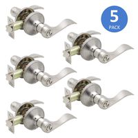 5 x Knobonly Privacy Door Handles Lever Keyless Brushed Nickel Right Or Left Handed Bed/Bathroom Door Leverset